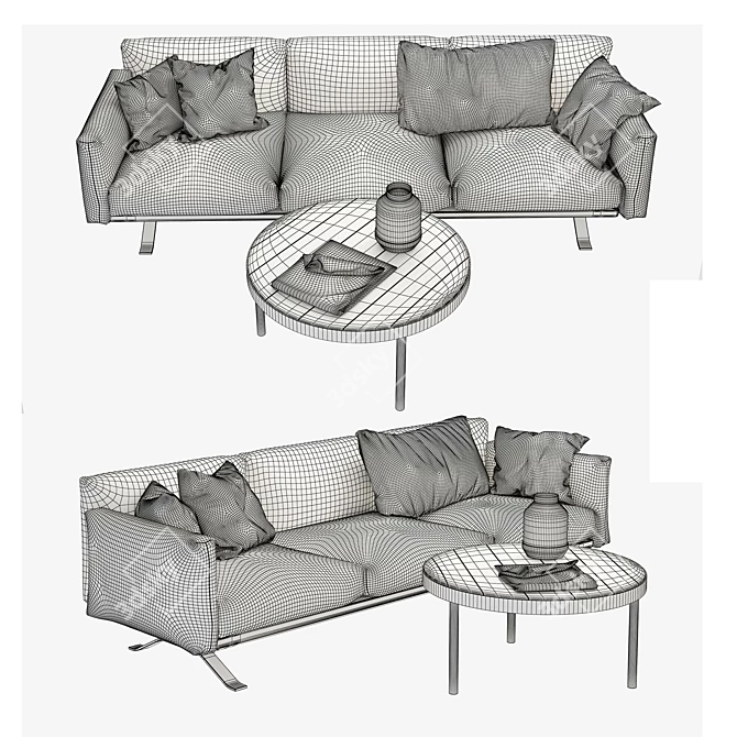 Modern Comfort: KETTAL Boma Sofa & Side Table 3D model image 2