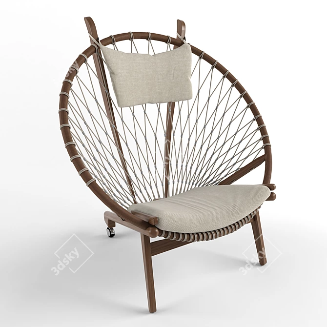 Designer Round Armchair by Hans Wegner 3D model image 1