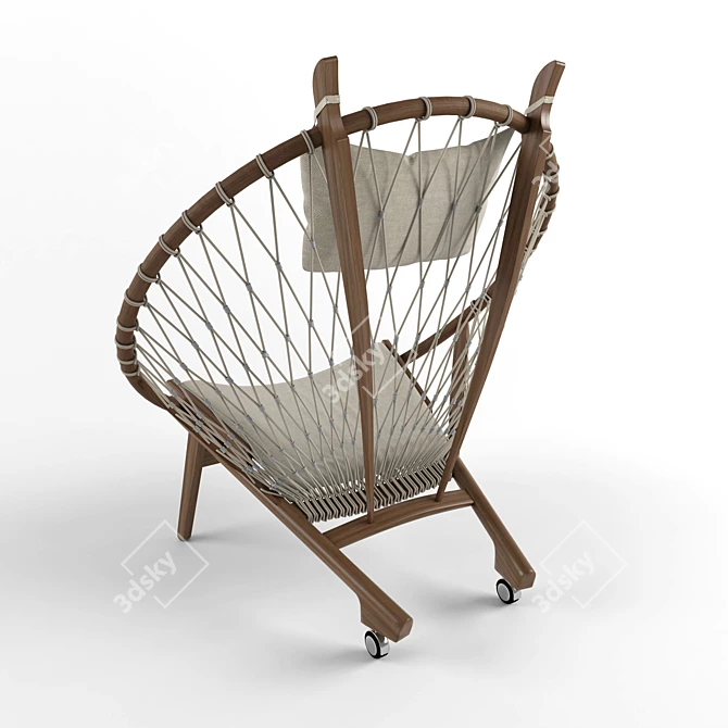 Designer Round Armchair by Hans Wegner 3D model image 2