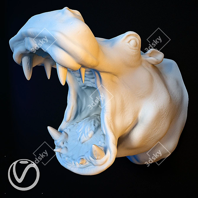 Hippopotamus Head Sculpture 3D model image 1