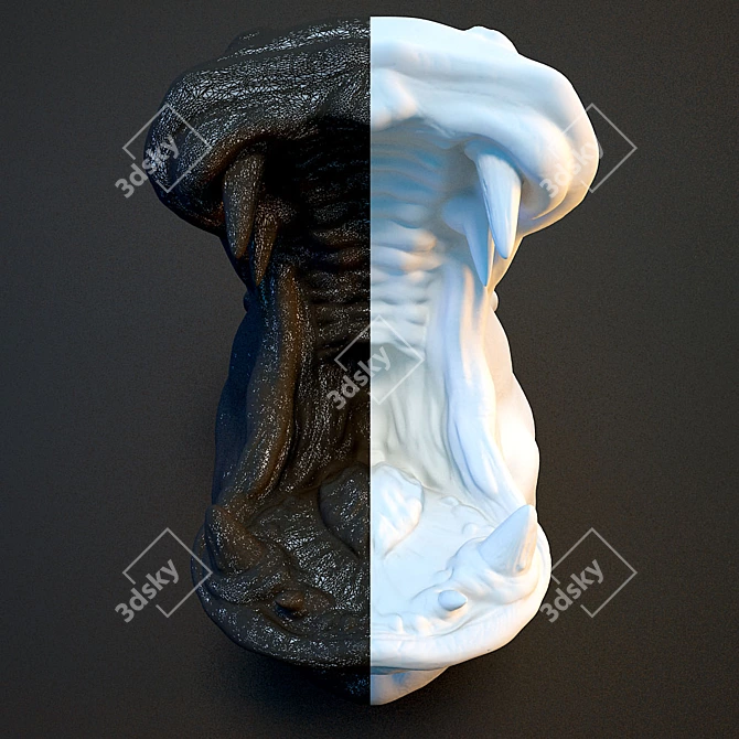 Hippopotamus Head Sculpture 3D model image 3