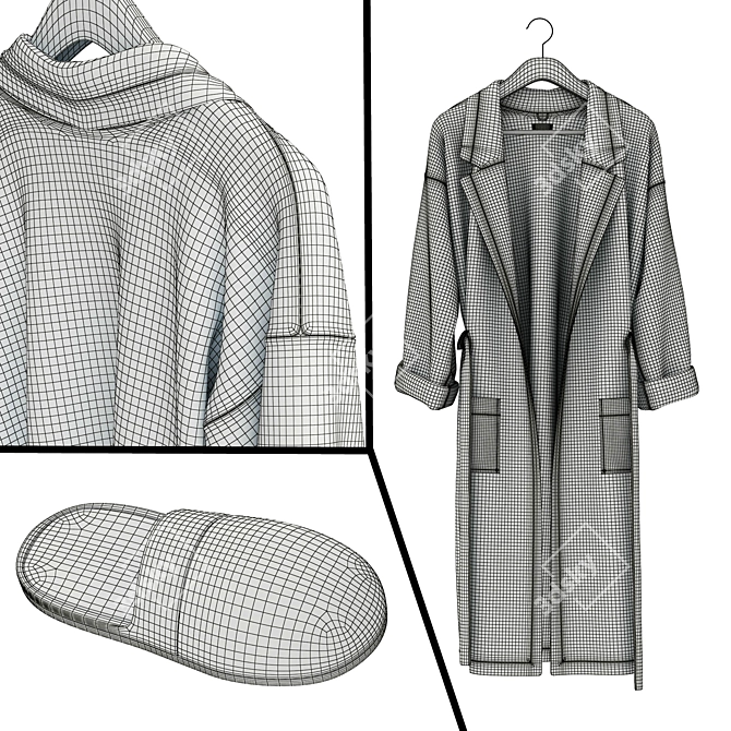 Luxury Velvet Bathrobe 3D model image 3