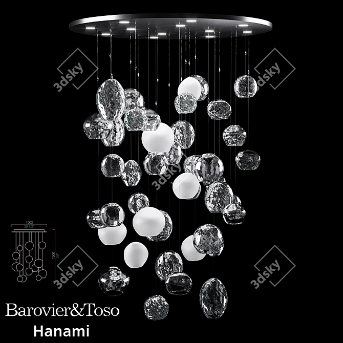 Hanami Glass Pendant Light - Exquisite Elegance 3D model image 1