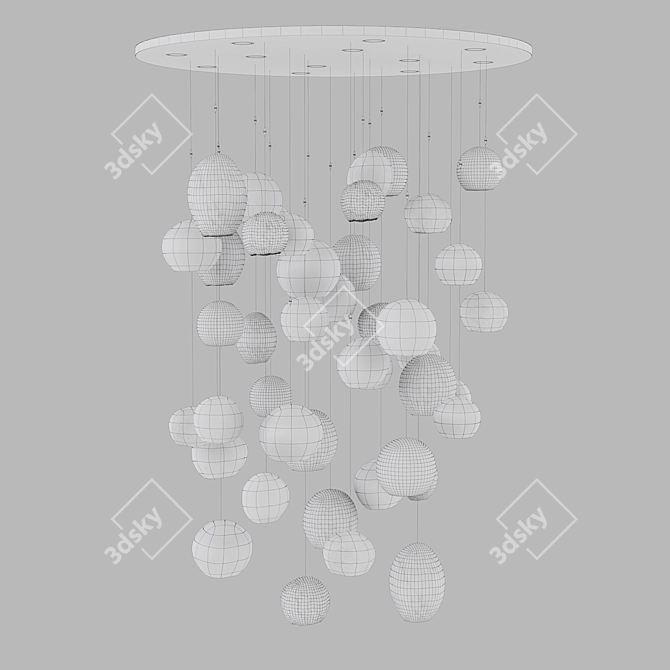Hanami Glass Pendant Light - Exquisite Elegance 3D model image 2