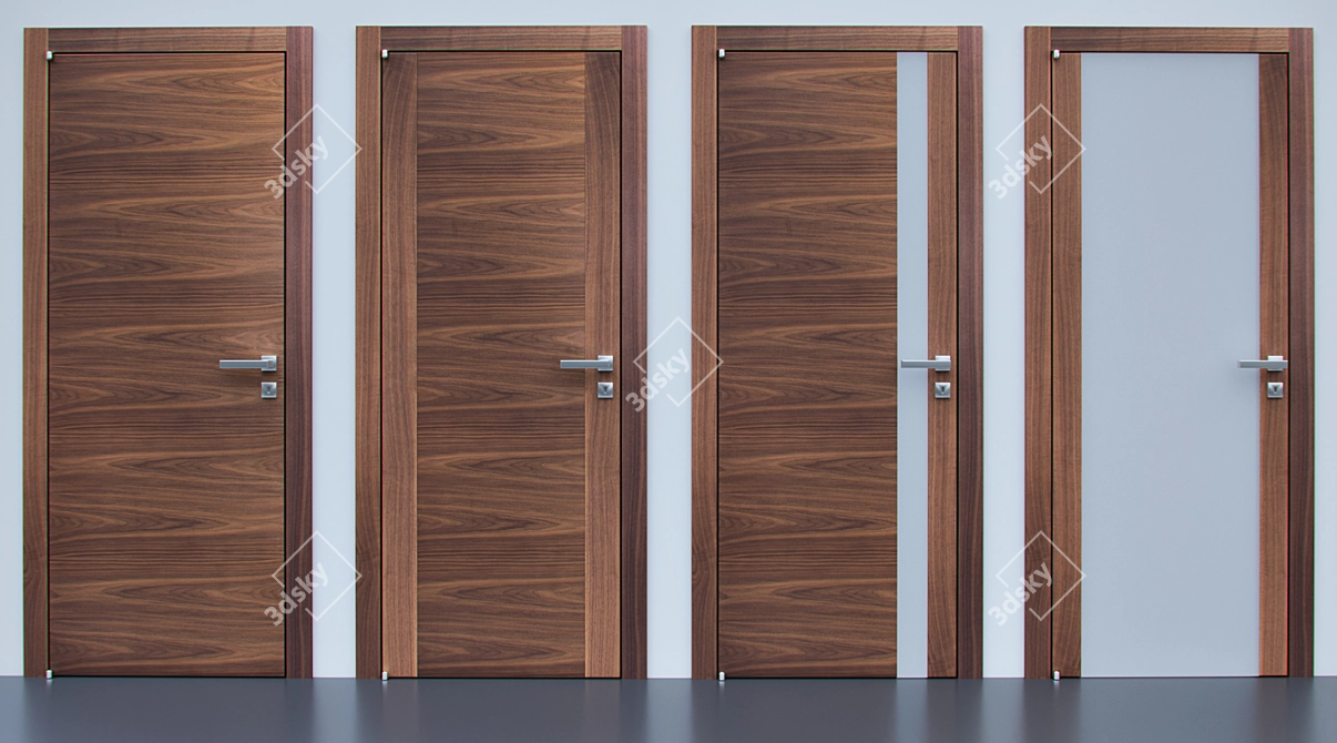 Elegant Barausse Walnut Doors 3D model image 2