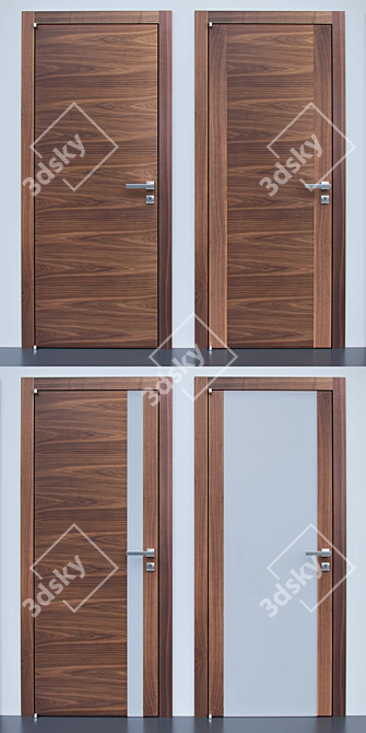 Elegant Barausse Walnut Doors 3D model image 3