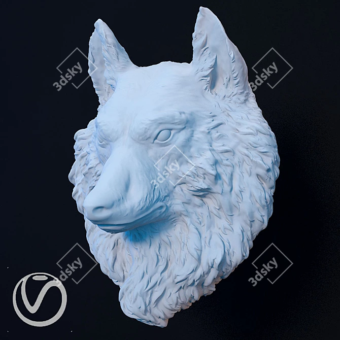Wolf Head Sculpture 3D model image 2