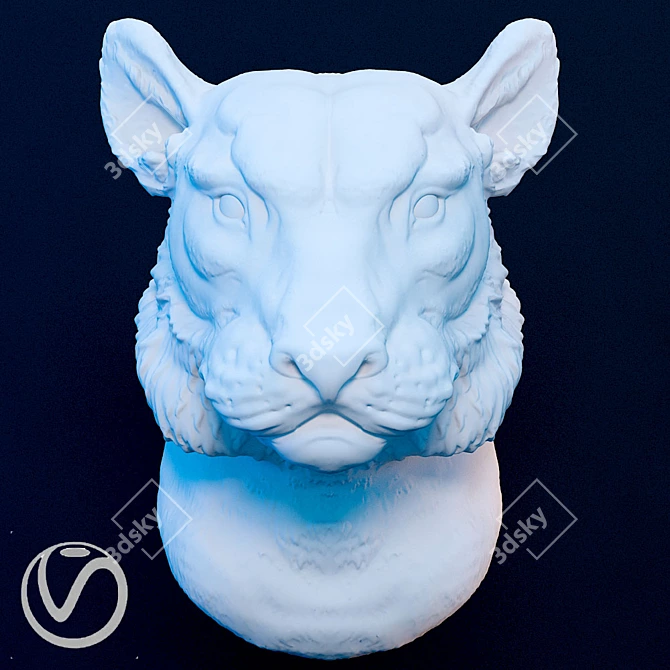 Regal Lioness Plaster Head 3D model image 1