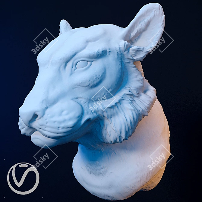 Regal Lioness Plaster Head 3D model image 2