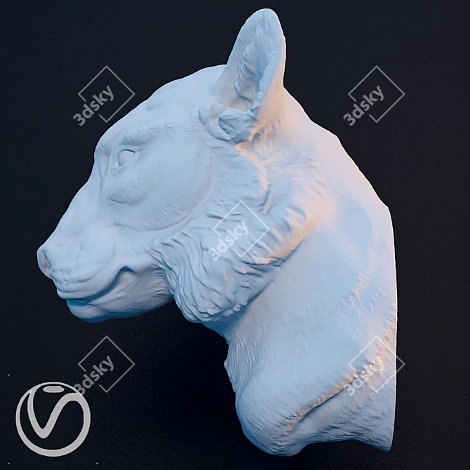 Regal Lioness Plaster Head 3D model image 3
