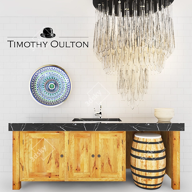 Timothy Oulton Kitchen Set: Tiffany Pendant Lustre, Kitchen Wash Unit Base, Kitchen Faucet Migliore Team 3D model image 1