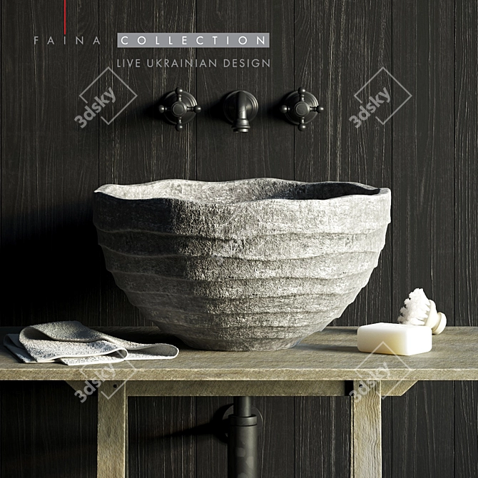 Vulyk Wash Basin: Complete Set with Accessories 3D model image 1