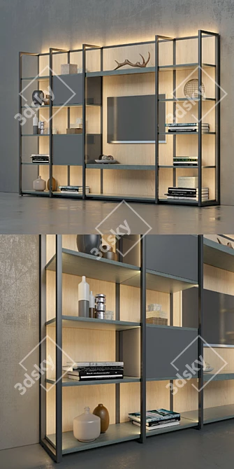 Natevo Continuum Bookcase: Sleek and Spacious 3D model image 2