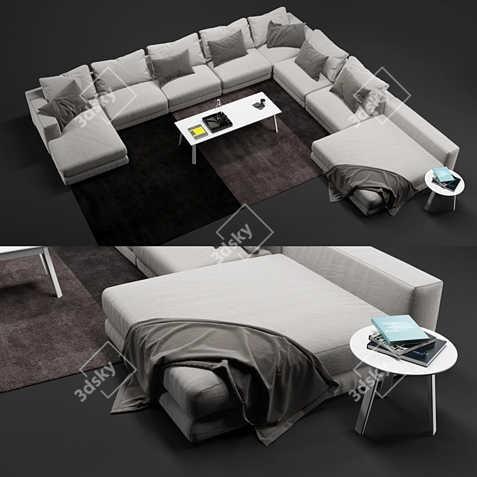 Elegant Swan Hills: Sofa and Table 3D model image 2