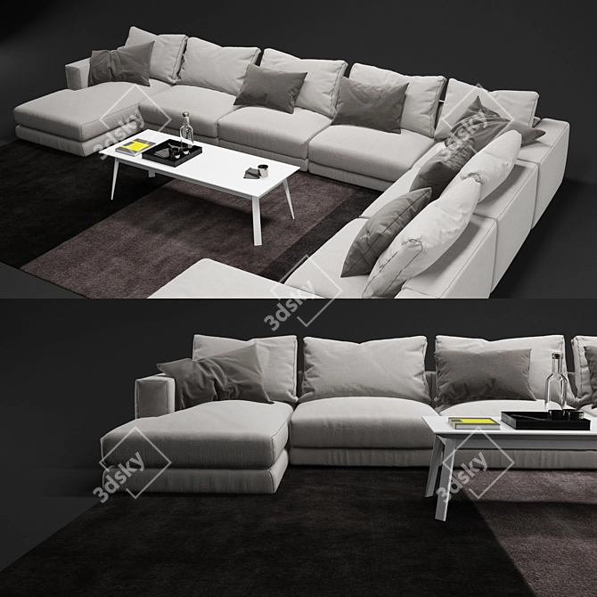 Elegant Swan Hills: Sofa and Table 3D model image 3