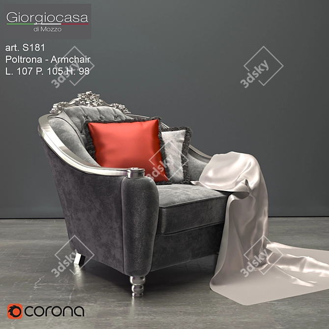 Title: Elegant Romeo & Juliet Armchair 3D model image 1