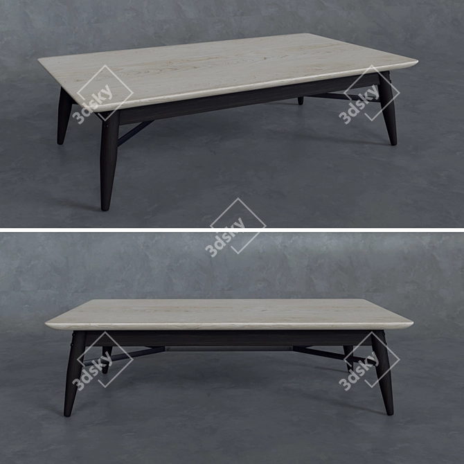 HENDRIX Coffee Table: Natural Wood & Metal 3D model image 1