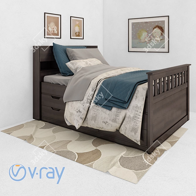 Madison Full/Double Captain's Bed 3D model image 1