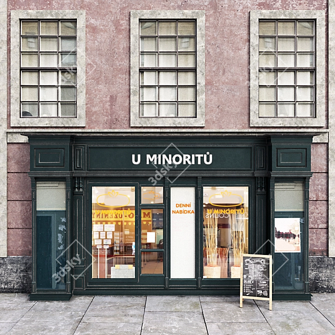 Italian Cafe Facade 3D model image 1