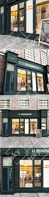 Italian Cafe Facade 3D model image 2