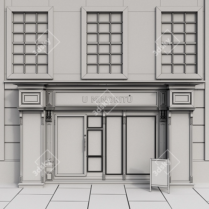 Italian Cafe Facade 3D model image 3