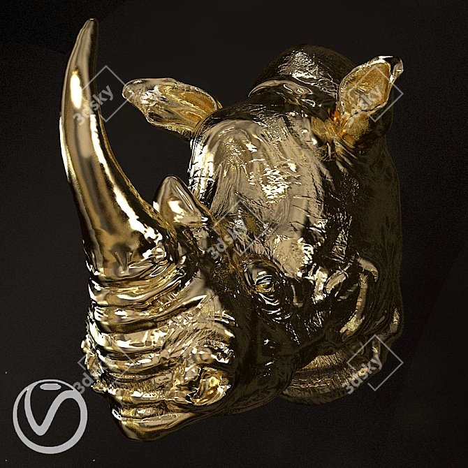 Rhino Head Plaster Sculpture 3D model image 1