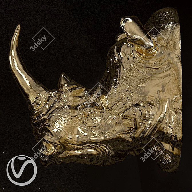 Rhino Head Plaster Sculpture 3D model image 2