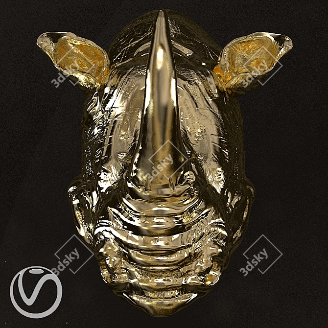 Rhino Head Plaster Sculpture 3D model image 3