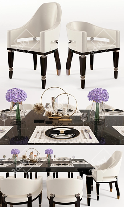 Visionnaire Windsor Table & Priscilla Chair Set 3D model image 2