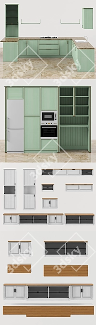 Modern Kitchen Furniture Set 3D model image 3