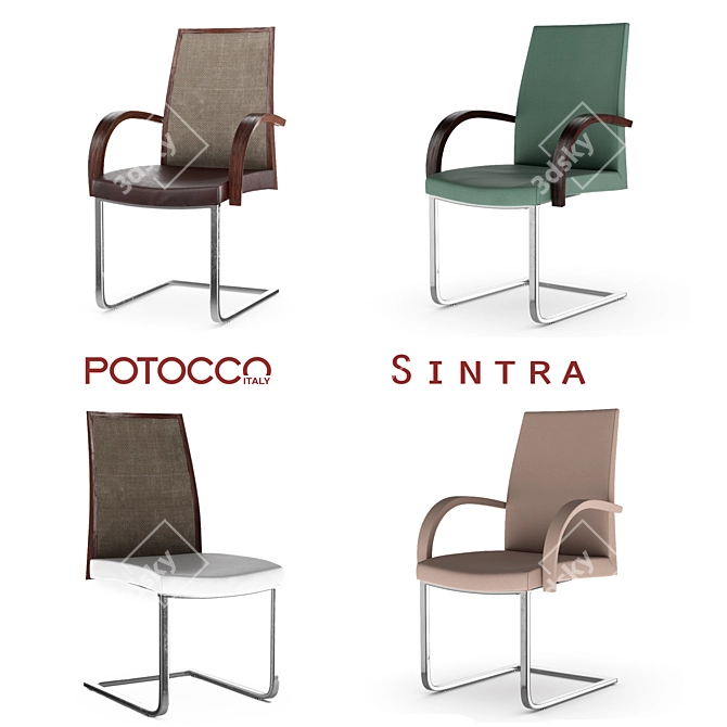 Potocco Sintra Chairs: Elegant and Versatile Seating Solution 3D model image 1