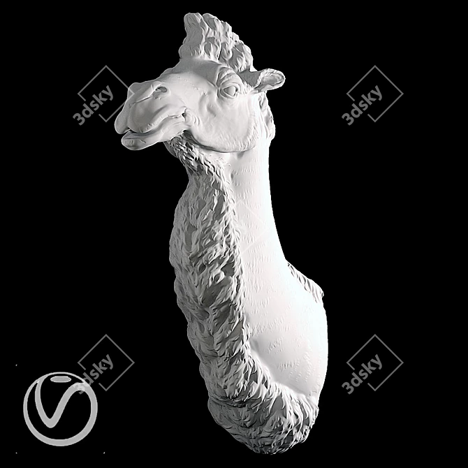 Plaster Camel Head Sculpture 3D model image 1