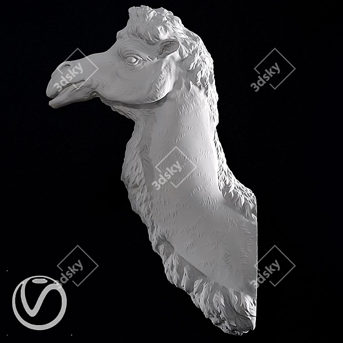 Plaster Camel Head Sculpture 3D model image 2