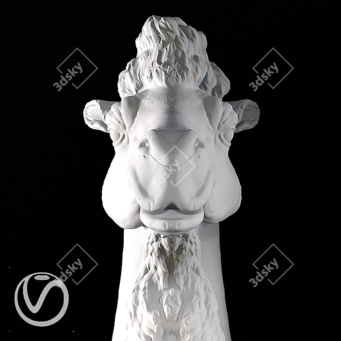 Plaster Camel Head Sculpture 3D model image 3