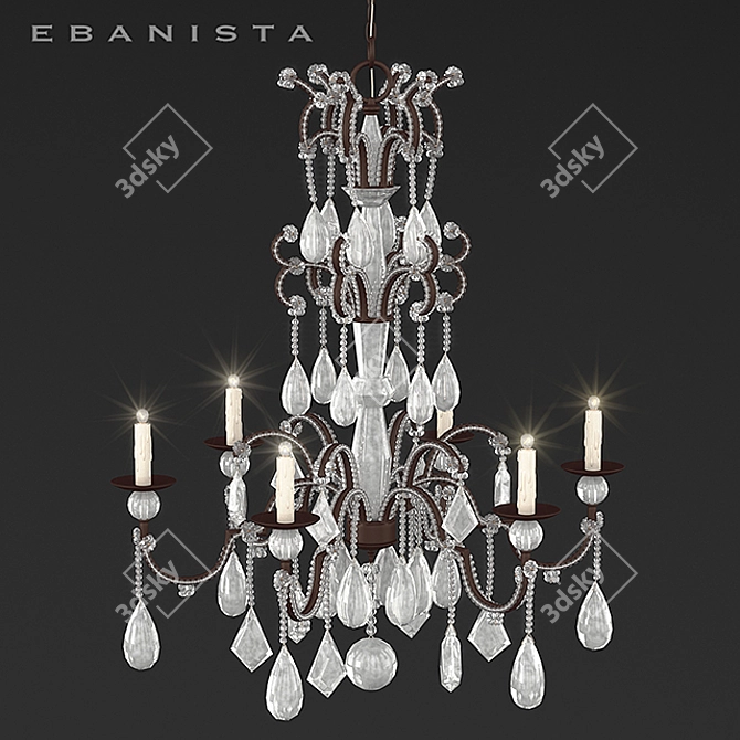 Elegant Huelva Chandelier: Handcrafted Glass Beads & Crystals 3D model image 2