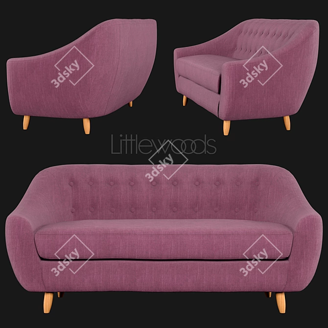 Claudia 3-Seater Fabric Sofa: Comfort meets style! 3D model image 1