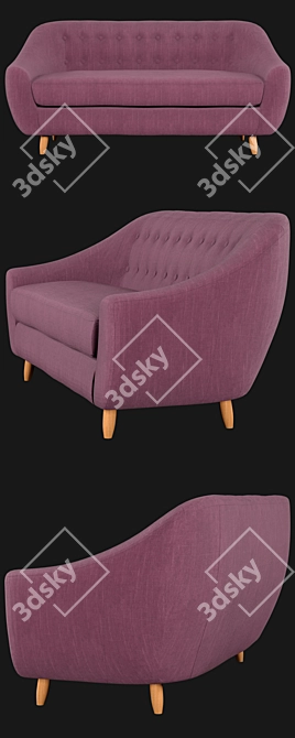 Claudia 3-Seater Fabric Sofa: Comfort meets style! 3D model image 2