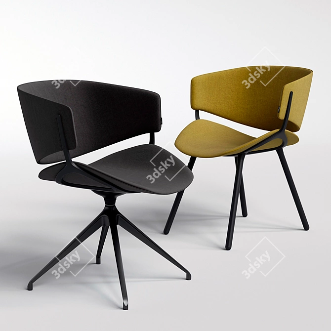 Modern Phoenix Chairs in Various Frame Options 3D model image 1