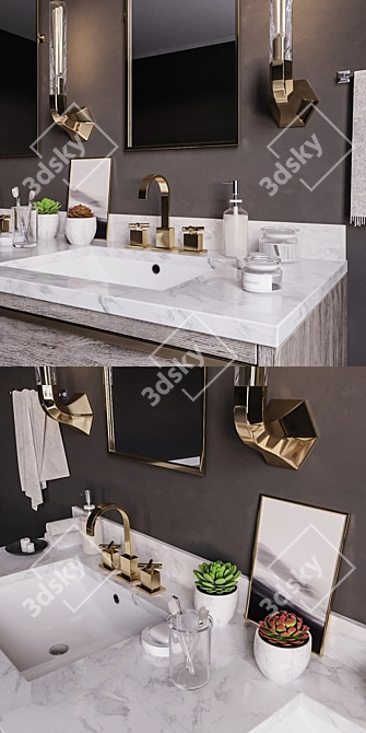 Floating Bezier Double Vanity Set 3D model image 3