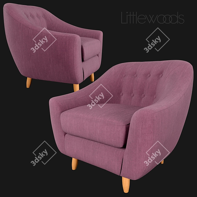 Elegant Claudia Fabric Armchair 3D model image 1