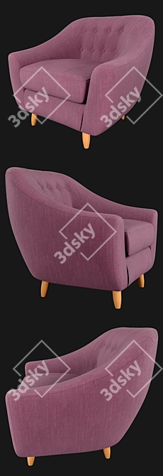 Elegant Claudia Fabric Armchair 3D model image 2