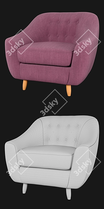 Elegant Claudia Fabric Armchair 3D model image 3