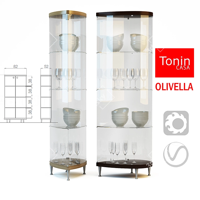 Italian Glass Showcase: Olivella 3D model image 1