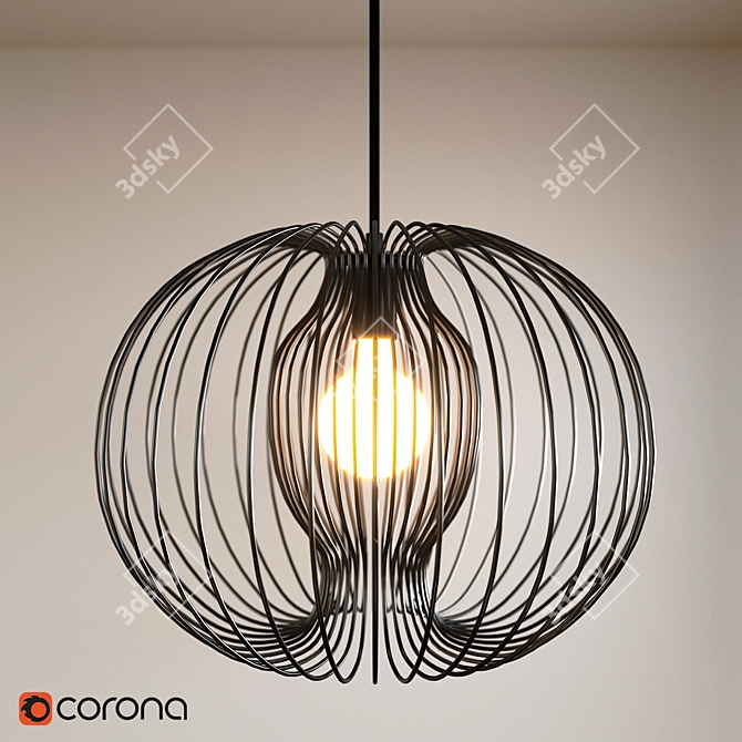 Industrial Chic Hanging Lamp - Black Lucide VINTI 3D model image 1