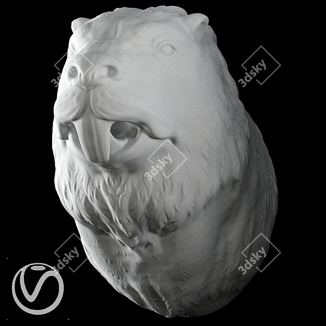 Beaver Plaster Head 3D model image 1