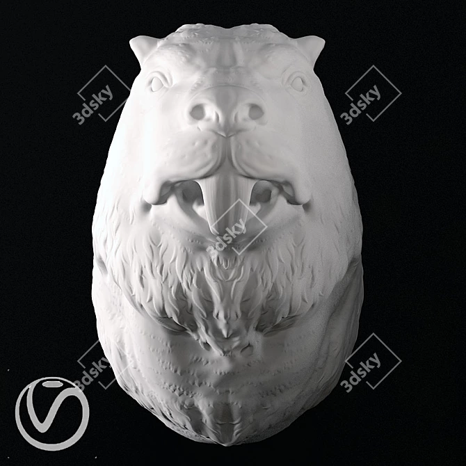 Beaver Plaster Head 3D model image 2