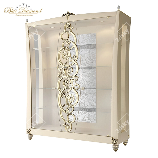 Elegant Diamond Blue Display Cabinet 3D model image 1