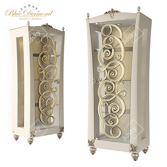 Lanpas Blue Diamond 1002E: Elegant Art Deco Showcase 3D model image 1