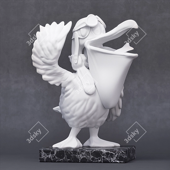 Elegant Pelican Figurine: 33cm Height 3D model image 2