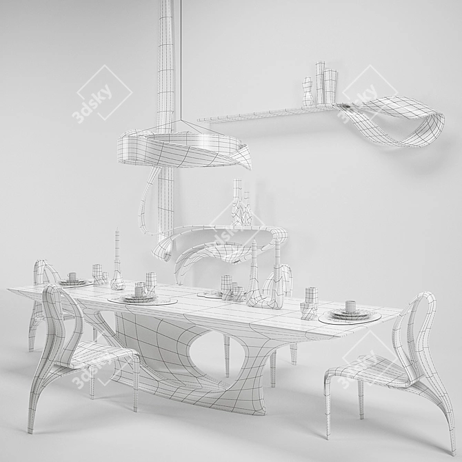 Sculptural Dining Masterpieces 3D model image 3